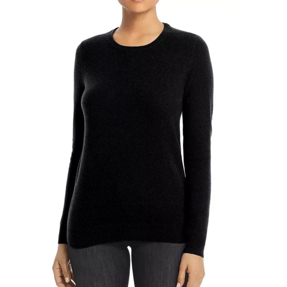 C Designer women's 100% Cashmere Black Crewneck Sweater  -size XS - retail $178